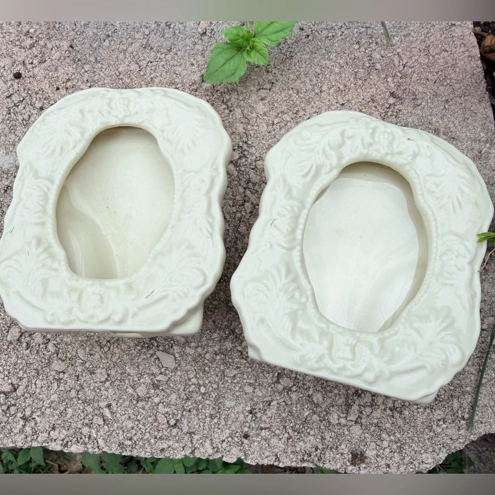 Vintage Ceramic Cream Floral Picture Frames Set Of Two‎